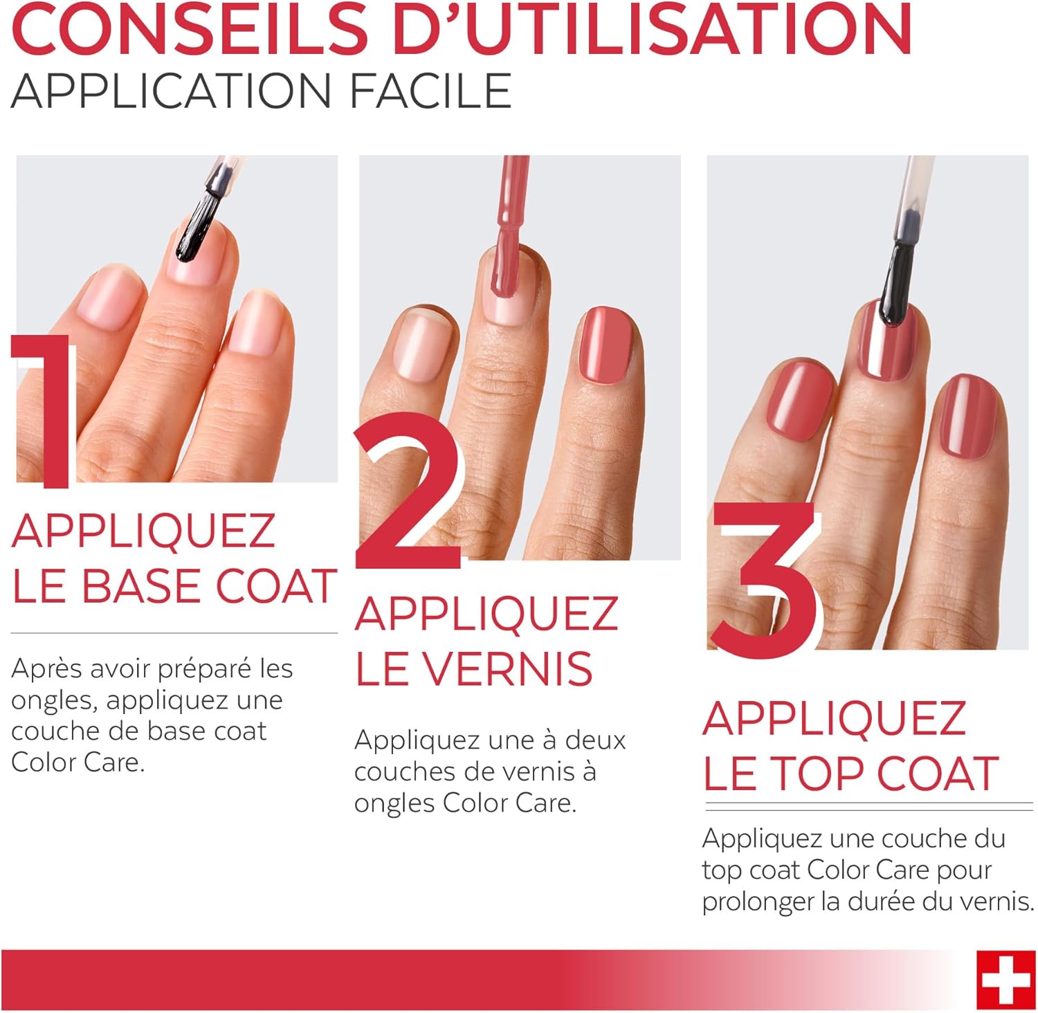 Trois étapes pour vernis : CONSeILS D’UTILISATION et APPLICATION FACILE